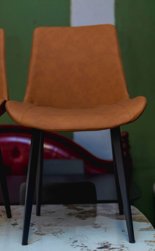 Elegant Rectangular Stone Table & Leather Dining Furniture