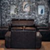 Premium Black Leather and Timber Couch