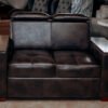 Premium Black Leather and Timber Couch